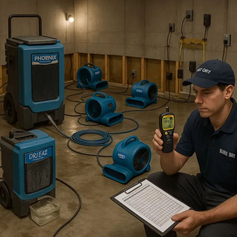 Structural Drying and Dehumidification process in Cass County, ND